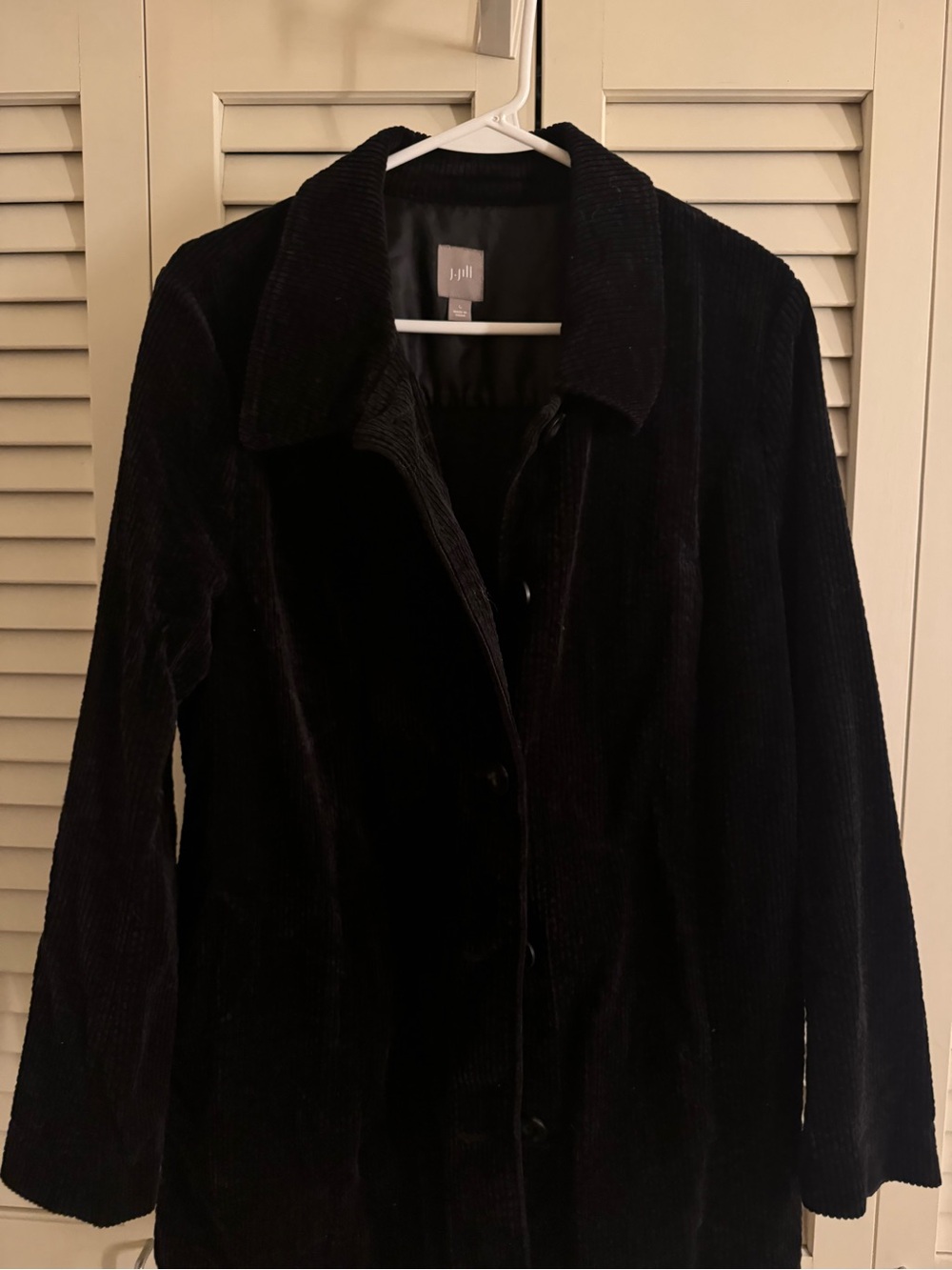J. Jill Black Corduroy Button-Front Pea Coat - Picture 3 of 4